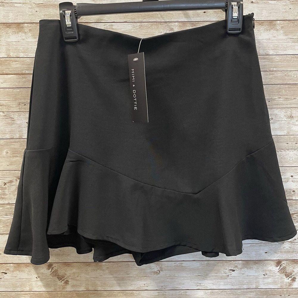 Mimi & Dottie Womens‎ Size M Skort Black Wide Leg Side Zip Boutique Franklin TN